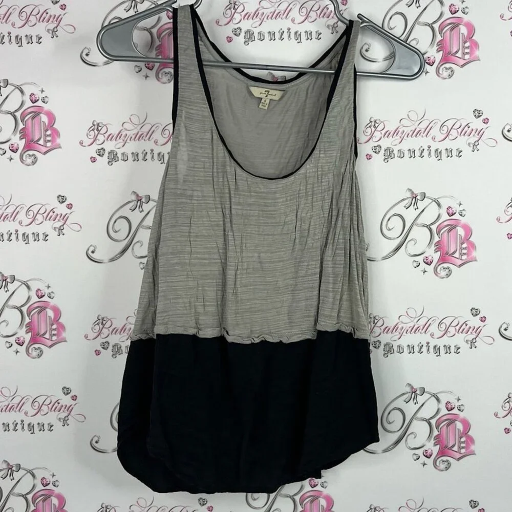7 For All Mankind tank top half half flowy comfy Gray and Black Tank Top
